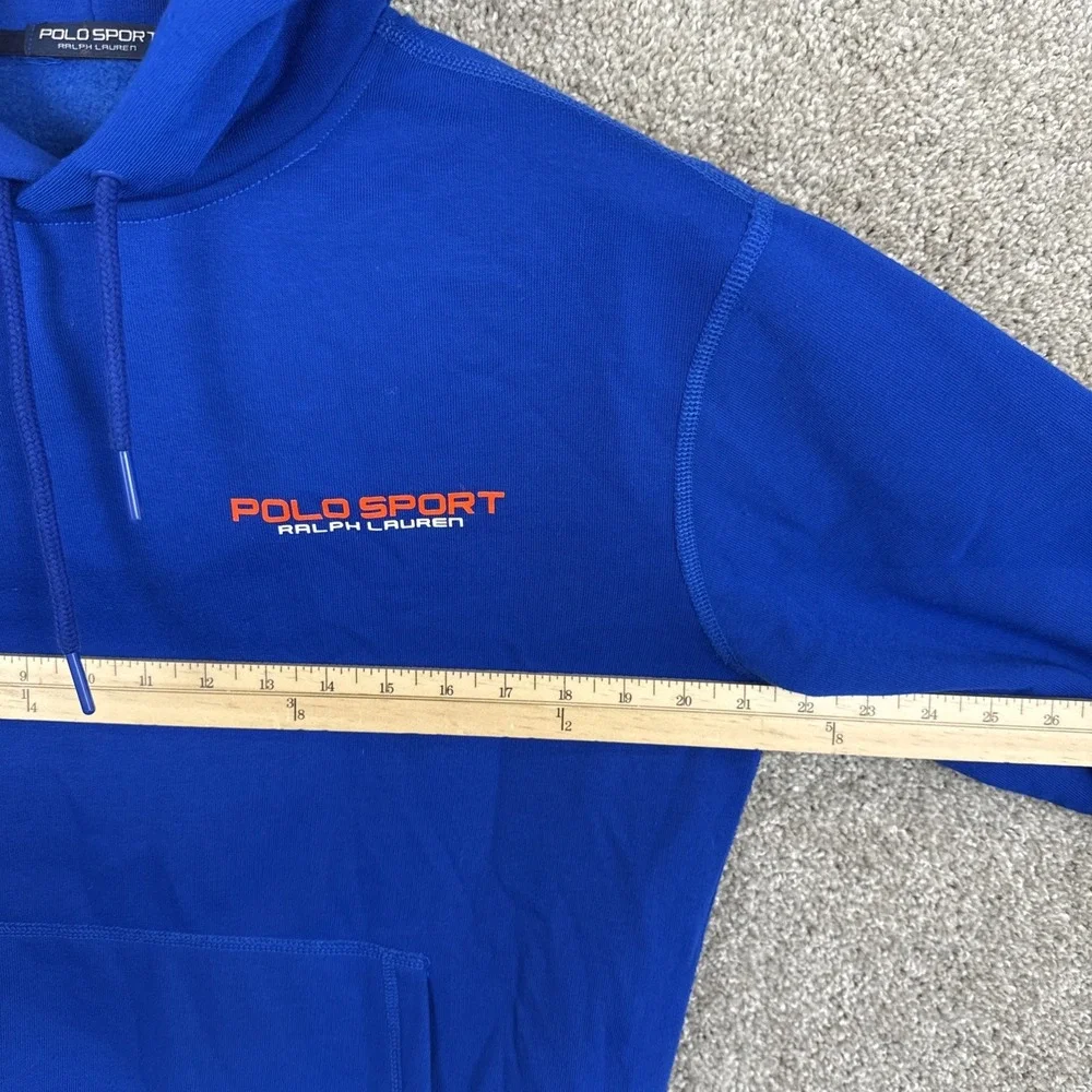 Polo Sport Ralph Lauren Mens Royal Blue Pullover Hoodie Small Logo Orange